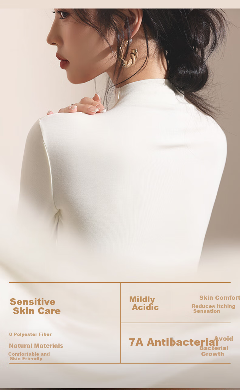 Miiowren [German Velvet Wool] Women's Turtleneck Base Layer Spring Warm Knit Sweater Long Sleeve Inner T-Shirt Top 23