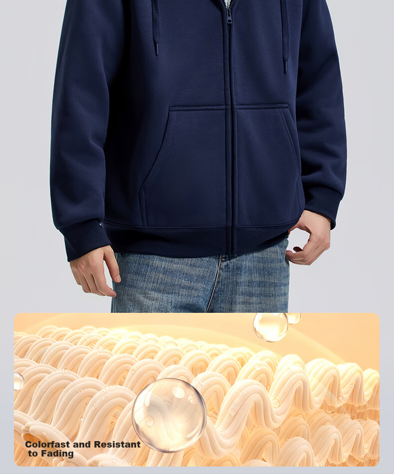 MARK FAIRWHALE Heavy Fleece Lined Men's Hoodie Autumn Winter New Casual Loose Fit Zip-up Hooded Jacket Heather Gray L 10