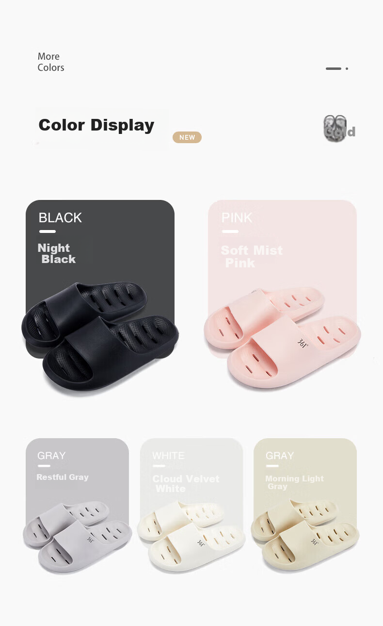 361° Feiyu SU Men's Bathroom Shower Non-Slip Water-Draining Indoor EVA Quick-Dry Soft Sole Slide Sandals 9
