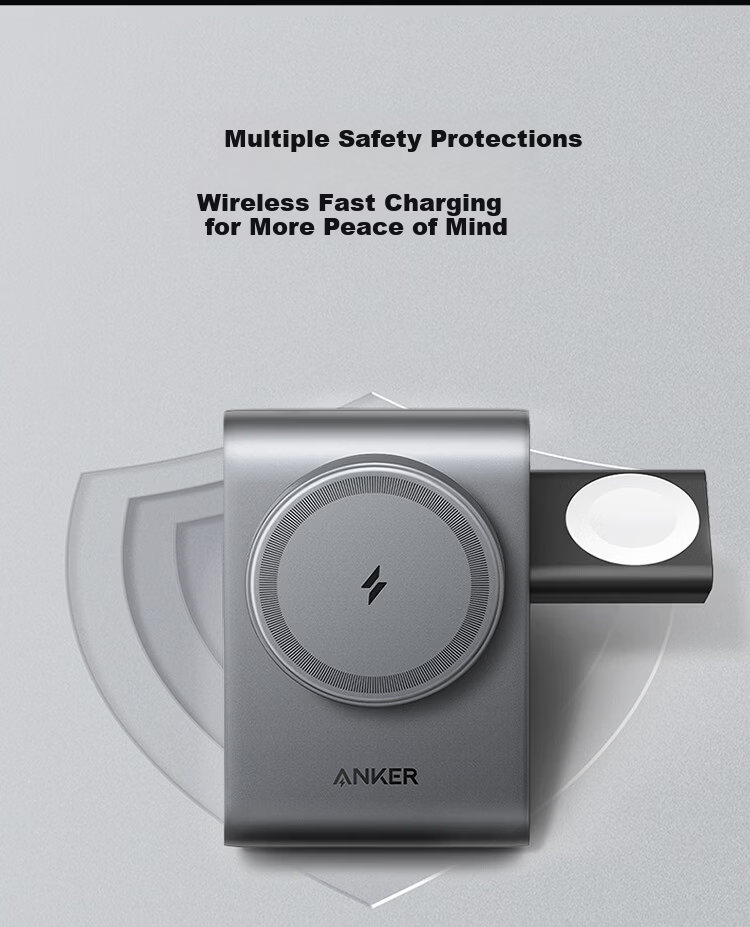 ANKER Wireless Charger 25W 3-in-1 Apple MagSafe Watch Magnetic Fast Charging Stand Base Compatible with Apple iPhone 17 iPhone 16 Pro Max iWatch 10