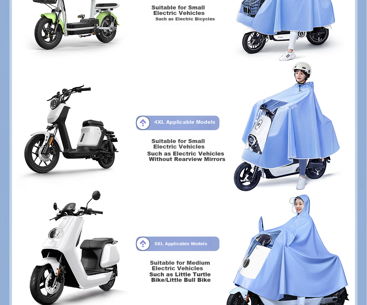 Beimei Electric Scooter Extra Large Thickened Raincoat Women's Single-Person Motorcycle Bicycle Anti-Wind Heavy Rain Poncho 22