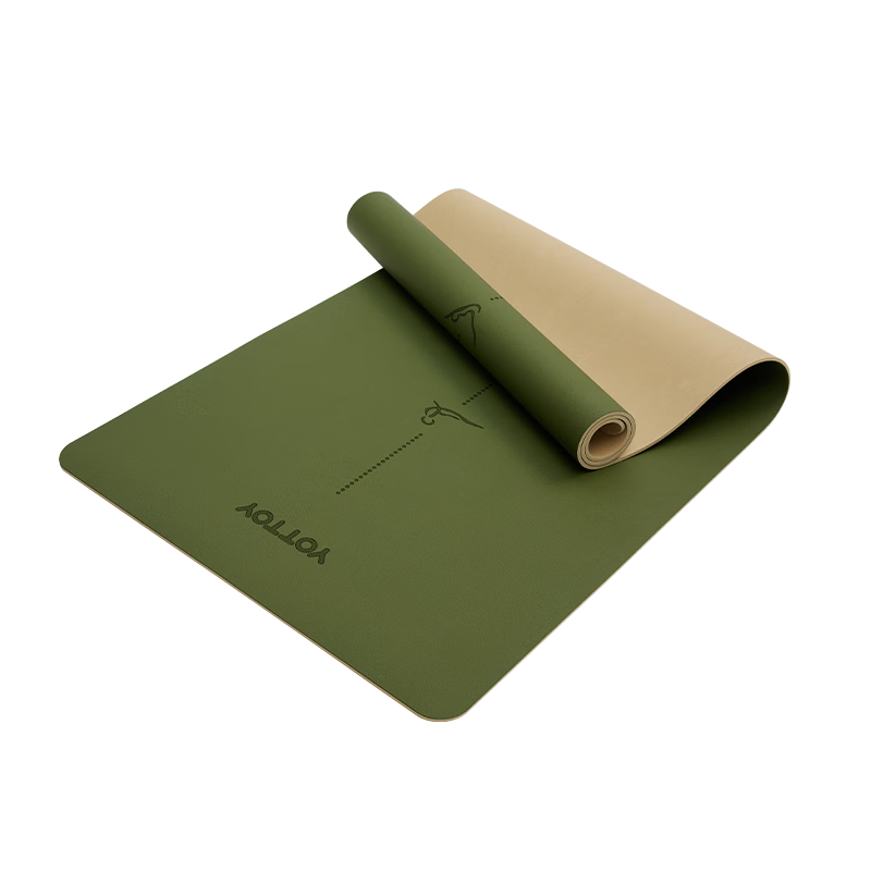 Yottoy Natural Coconut Shell Rubber Yoga Mat Non-Slip Professional 183x73cm Fitness Mat Unisex Extra Wide and Long Mustard Green