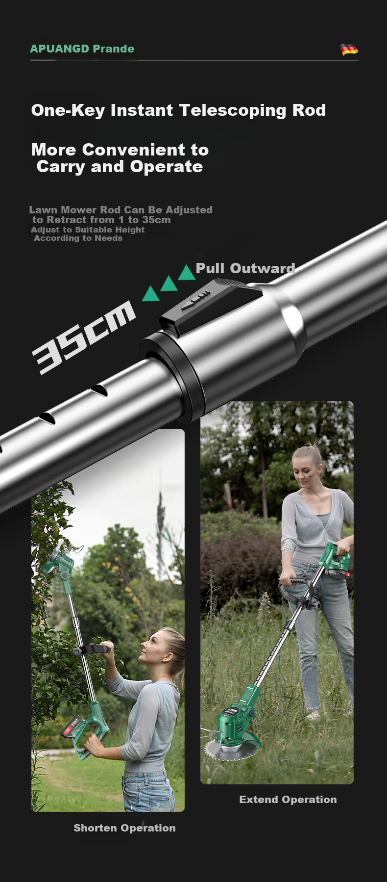 PUANGD Cordless Grass Trimmer Multifunctional High-Power Lawn Mower Home Weed Cutter 9