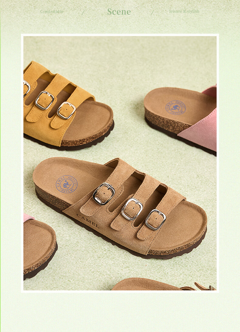 CAMEL Birkenstock Style Women's Casual Thick Sole Platform Sandals L26M700065 Brown Size 38 13