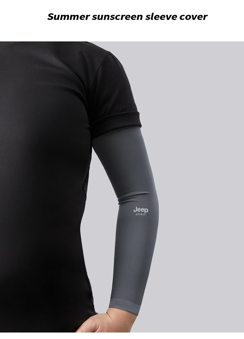 JEEP SPIRIT Jeep Sun Protection Ice Sleeves Unisex Summer Outdoor UV Protection Arm Sleeves J60002 Black [2 Pairs] 14