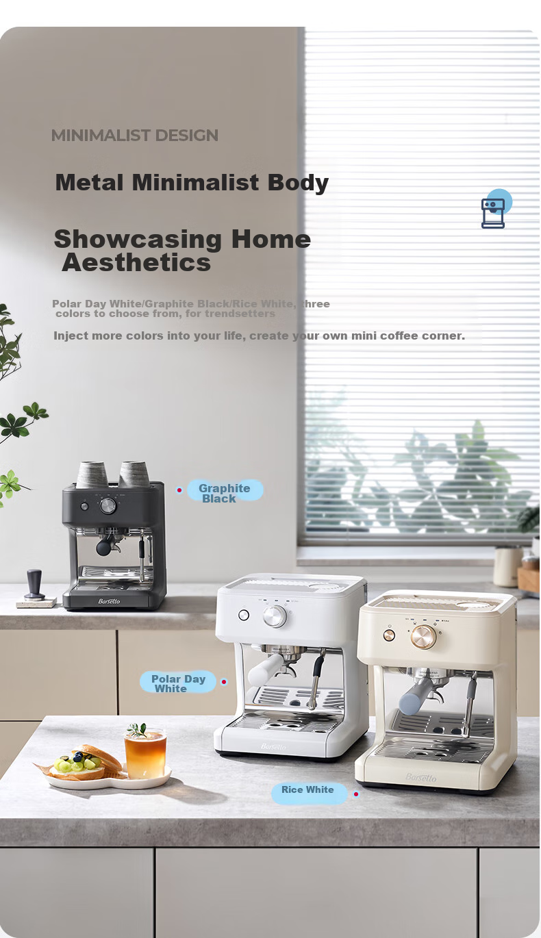 Barsetto [30-Day Price Protection] Italian Semi-Automatic Home Cold Brew Coffee Machine with Temperature Control, Pump Pressure Extraction, Detachable Design, Hot And Cold Dual Extraction, Compact All-In Grinder BAE-M2C White 14