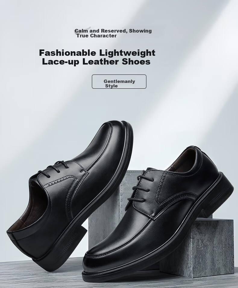 Warrior Official Men's Leather Shoes Spring Summer New Black Soft Sole Formal Business Casual Shoes 2607 Black Size 41 1