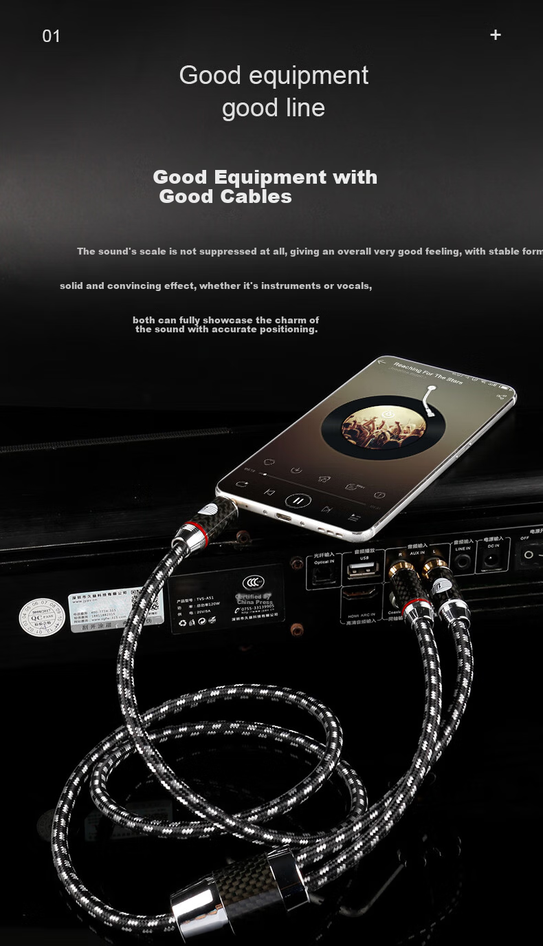 JIB Flagship 3.5mm to Dual RCA Audio Cable Splitter 2RCA Adapter Cable for Phone Computer Player to Amplifier Active Speaker Cable BEB-2007 1m 4