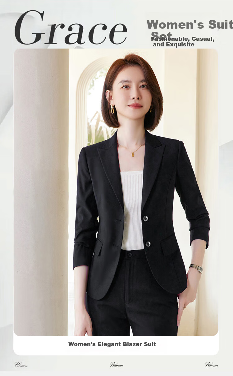 ROMON Women's Blazer Suit Professional Business Workwear Casual Korean Style High-End Jacket 1