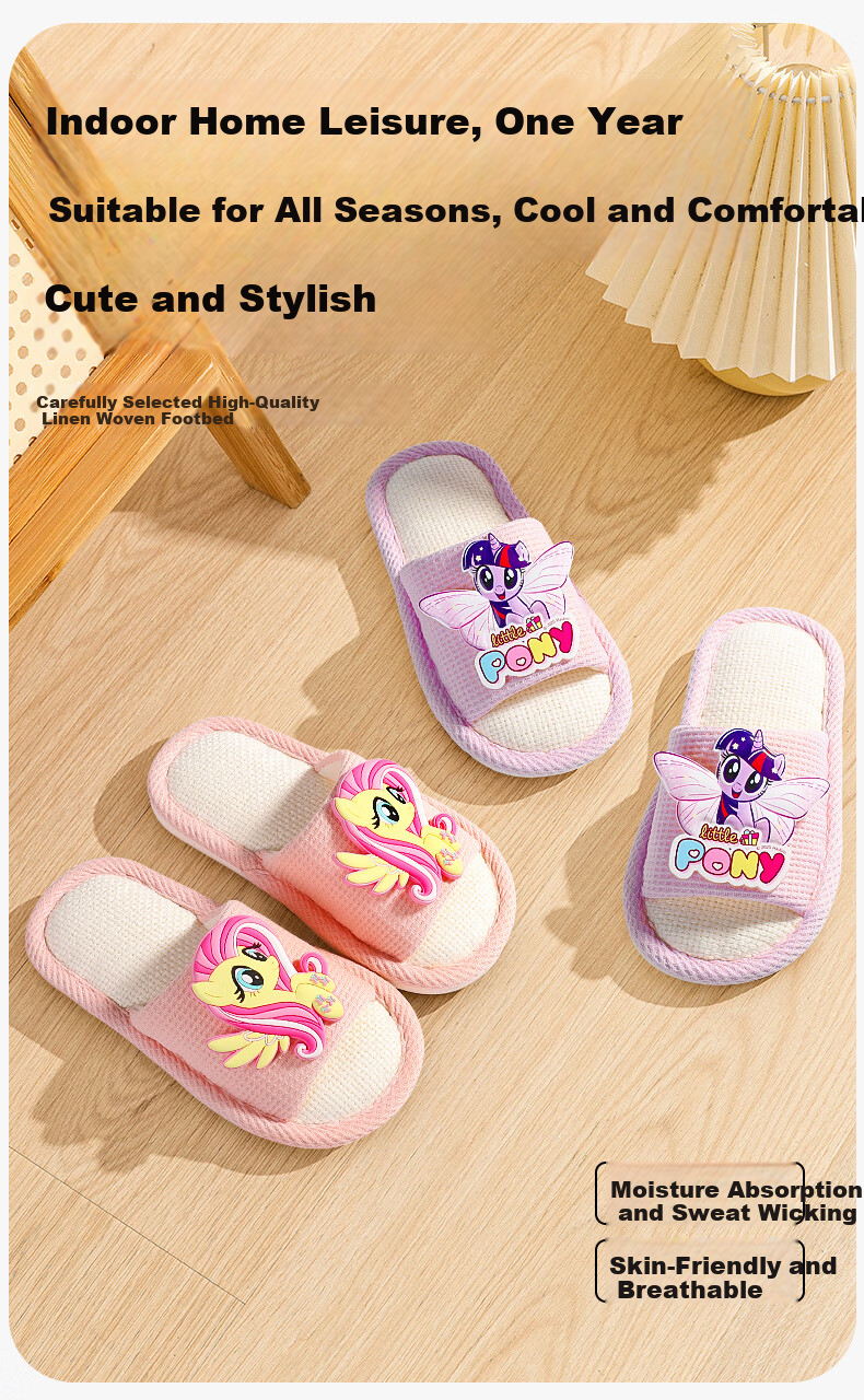 My Little Pony Kids Slippers Boys and Girls Linen Indoor Non-Slip Breathable Spring Summer Purple Size 220 1