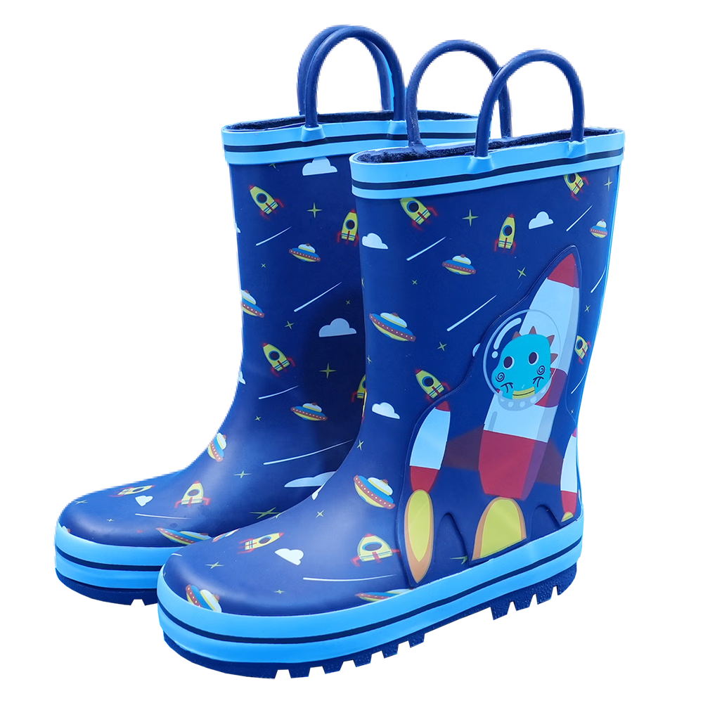Youxi Children's Rain Boots, Boys' Rocket Rain Shoes, Non-Slip Wear-Resistant Baby Kindergarten Water Shoes Rubber Shoes, Size 27 for Ages 3-6