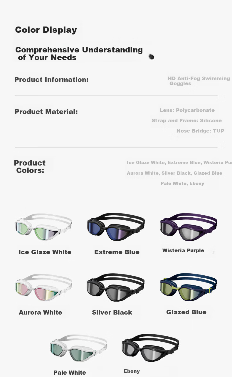 JEEP Small Fog Shield Swimming Goggles Waterproof Anti-Fog Clear Vision Professional Swimming Glasses for Men and Women - Mottled Black, Plano Lens 8