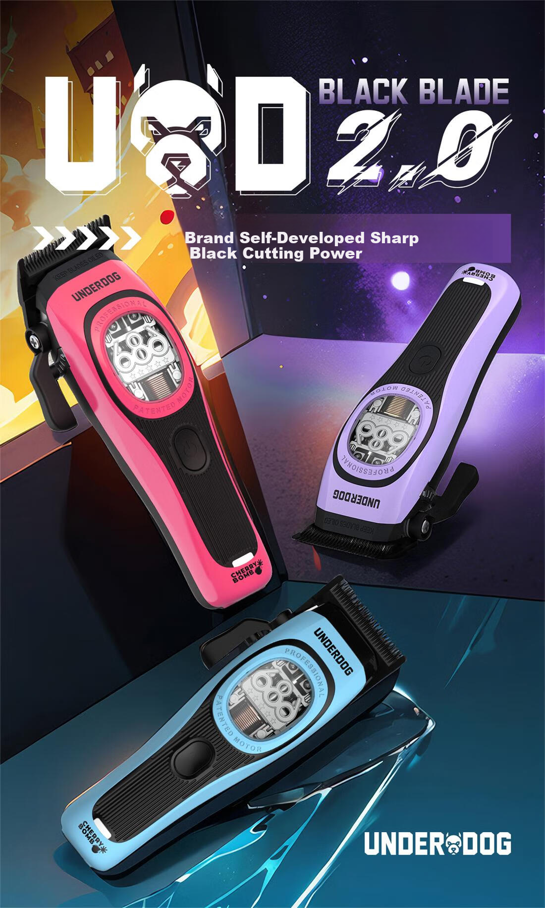 CHERRY BOMB Cherry UD Shenshou Pomade Electric Hair Clipper Professional Gradient Haircut Magnetic Levitation Motor Barber Shop Hair Trimmer 3