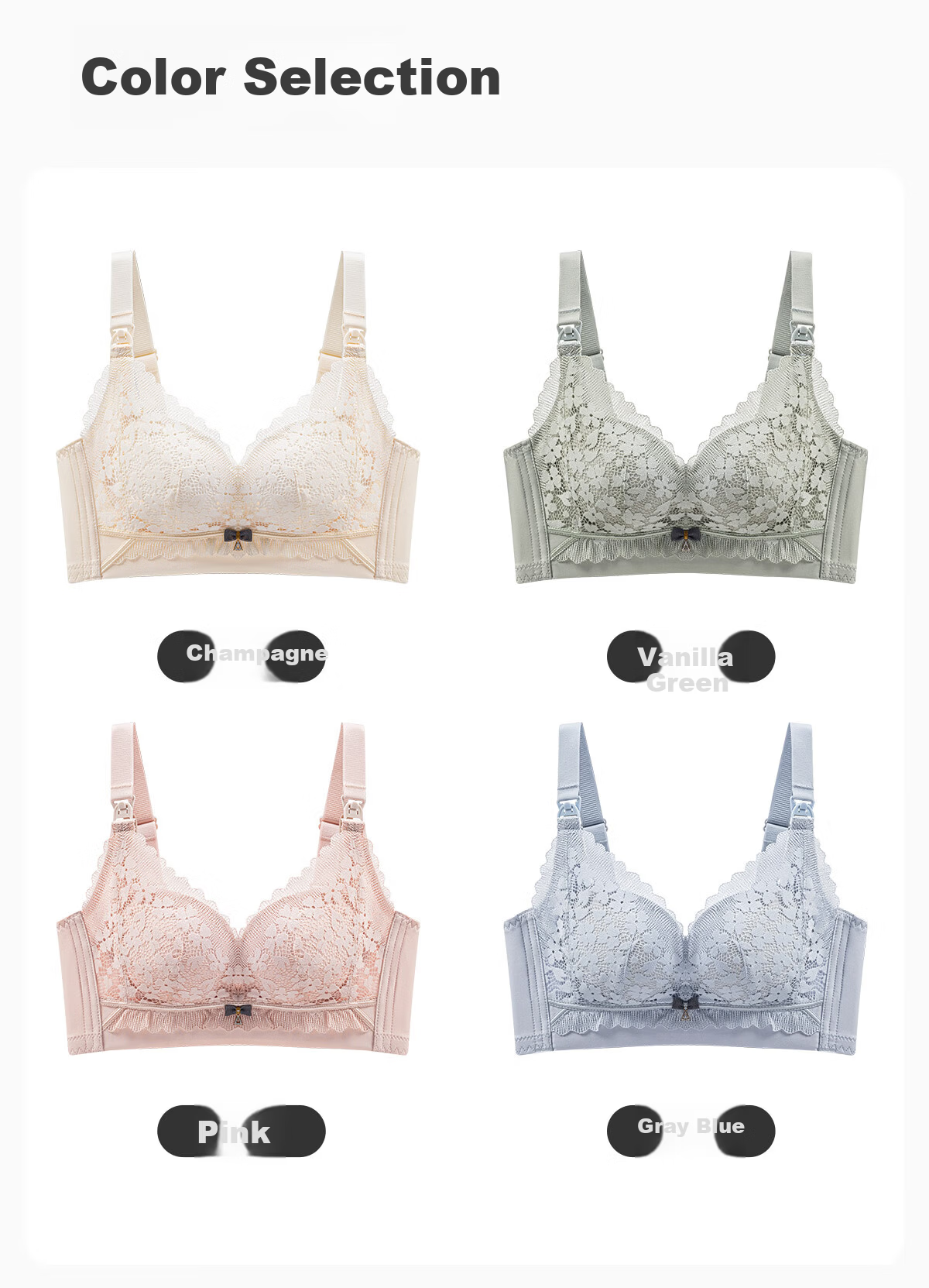 JOYNCLEON Luxury Fragrance Lady Maternity Nursing Bra Anti-Sagging Push-Up Postpartum Breastfeeding Champagne XL 19