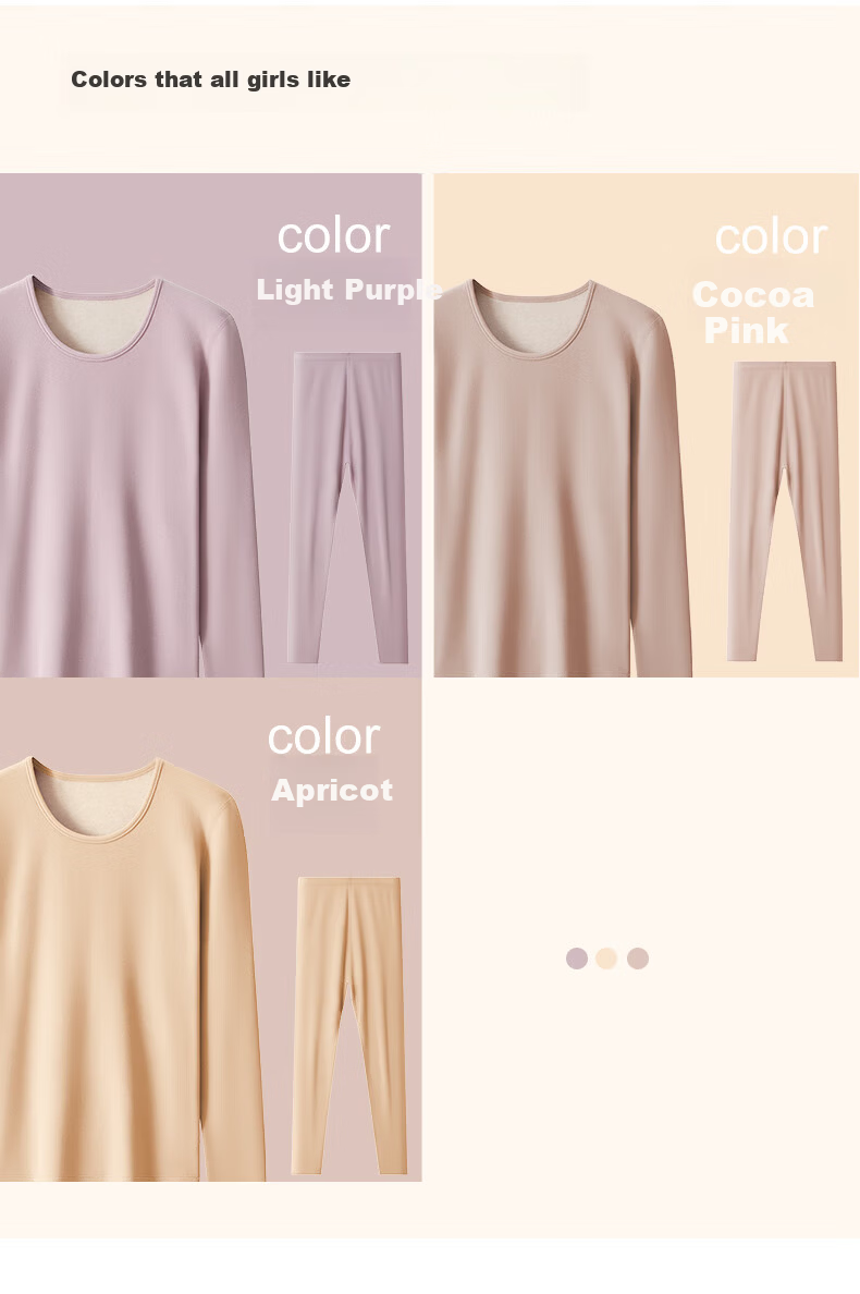 Yiershuang [Anti-Mite Deodorant] Autumn Winter Cashmere Silk Thermal Underwear Set 5A Antibacterial Women's Fleece-Lined Top and Bottom 14