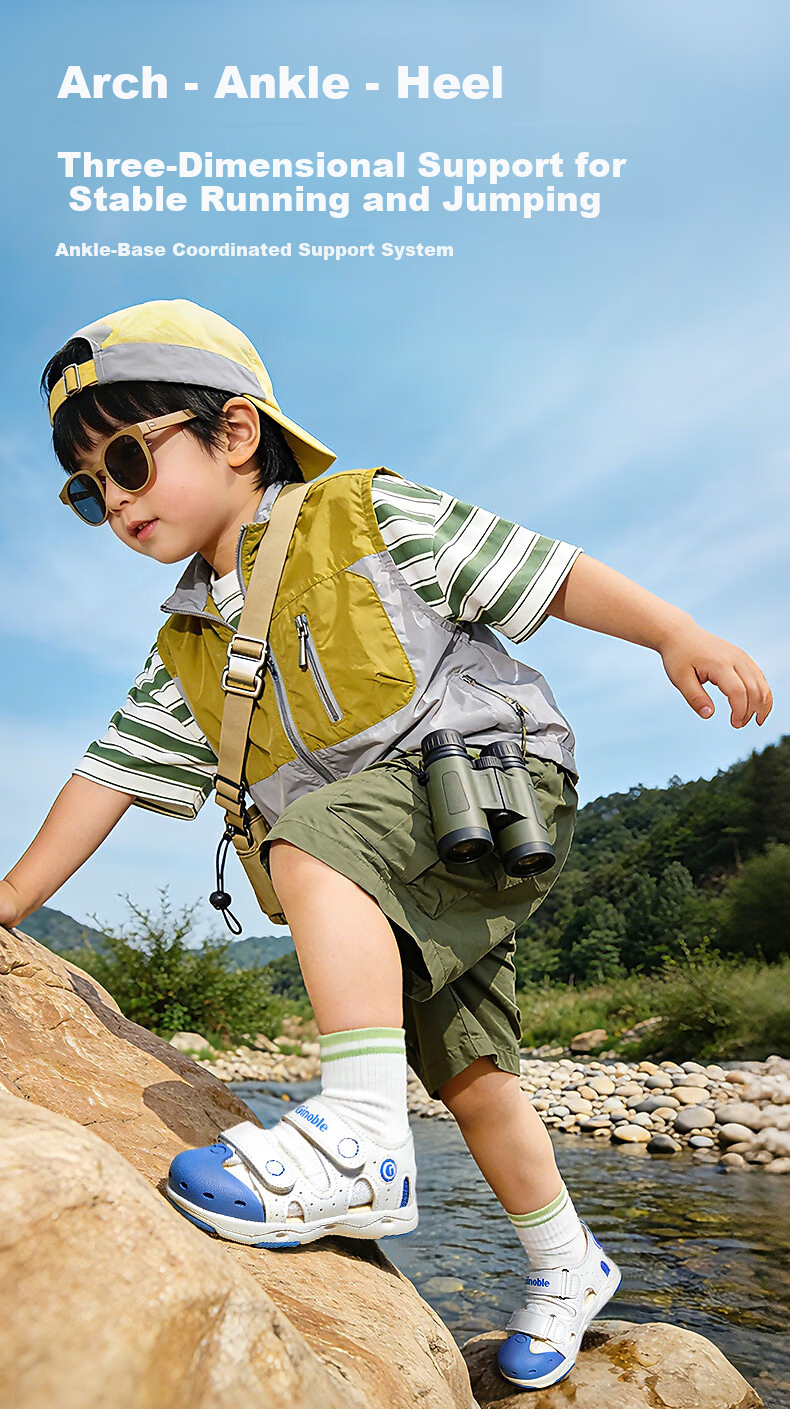 Ginoble Children's Walking Shoes Summer 2026 Breathable Sandals for Boys and Girls Ages 1-5 GW1878 White Cloud 6