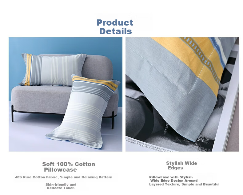 Shuixingjiafang Pillowcases, 100% Pure Cotton, Combed Cotton, Double Pillow Covers, Set of Two, for Home And Dormitory Use, 48x74cm 12