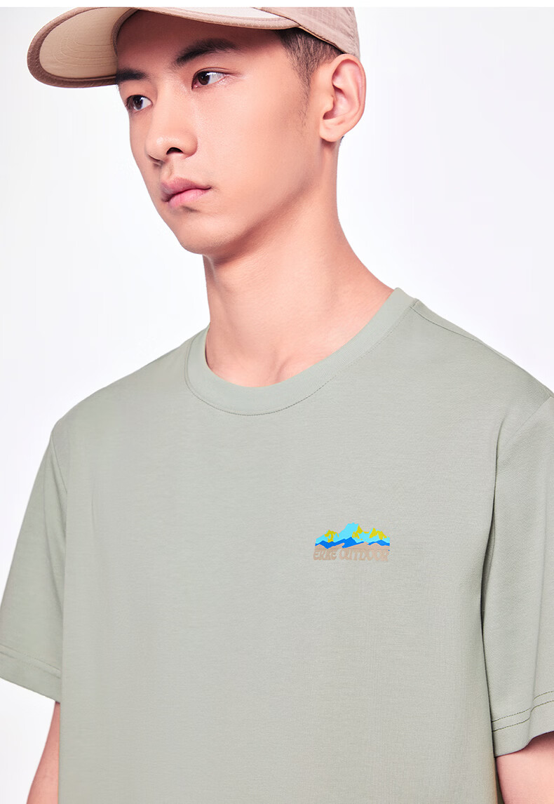 Erke Men's Crew Neck Short Sleeve Knit Shirt Summer Outdoor Antibacterial Sports T-Shirt Casual Loose Base Layer Top 11