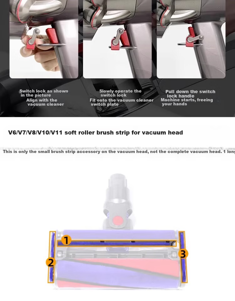 Fenlang Soft Plush Vacuum Cleaner Head Blue Tube Replacement Hose for Dyson V6 V7 V8 V10 V11 Accessories 10
