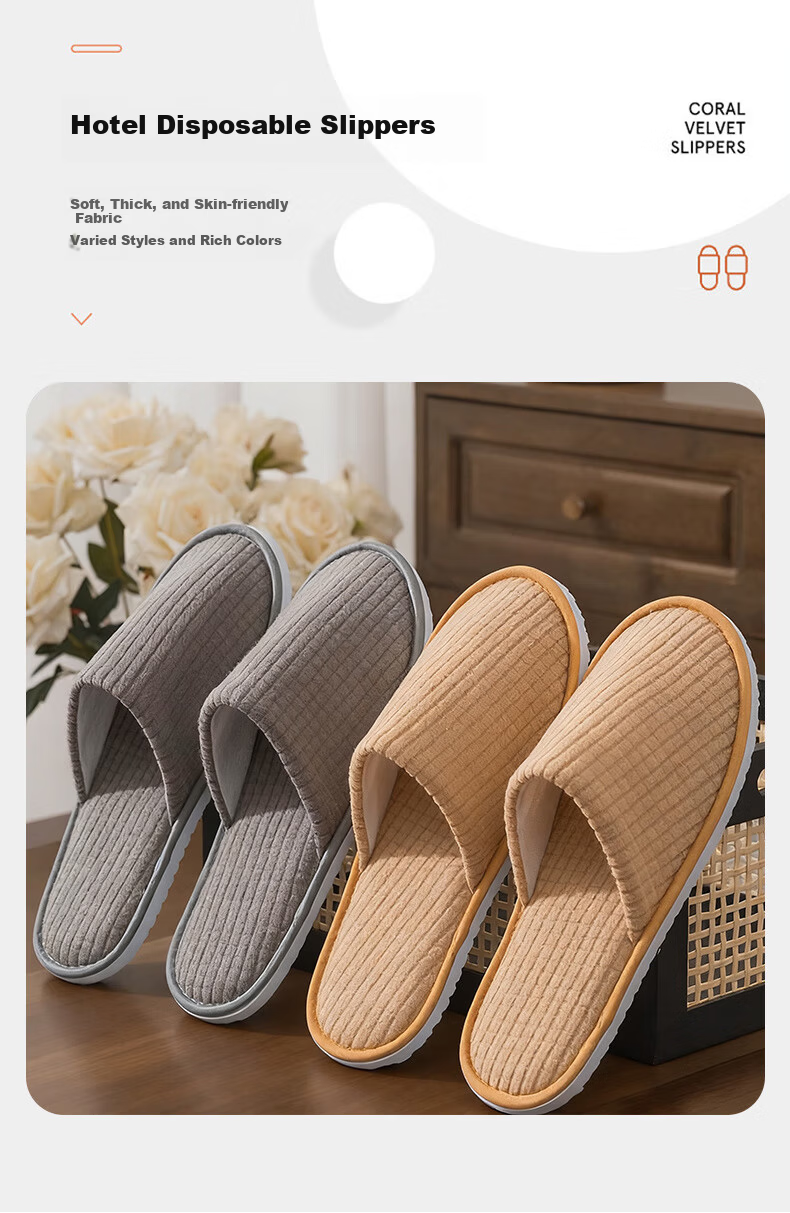 Liomirror Hotel Disposable Slippers Thickened Cotton Indoor Guest Slippers for Men and Women Portable Travel Home Slippers 2