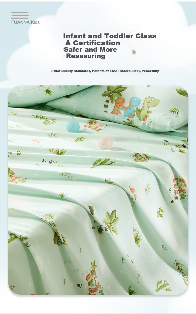 Fuanna Children's Class A Pure Cotton Bed Sheet Single Cotton Bed Cover Mattress Protector 1.2m Bed 180*240cm 8