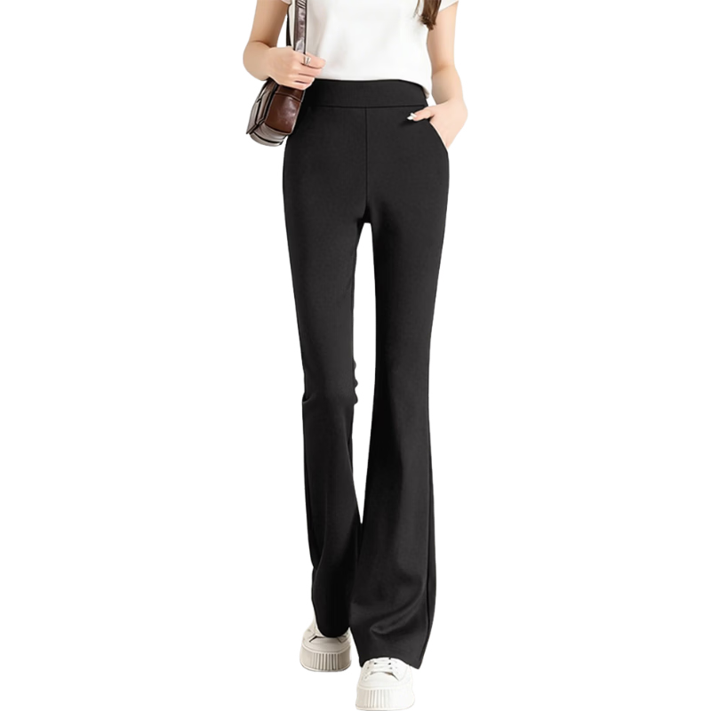 Jeanswest Women's Casual Pants Simple Korean Style Flared Trousers Spring Summer Slim High Waist Draped Black L
