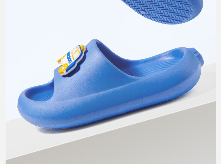 Mutong Kids Summer Slippers Boys Girls Cartoon Bathroom Indoor Soft Sole Lightweight Trendy Slippers Police Car Blue Size 26 220 11