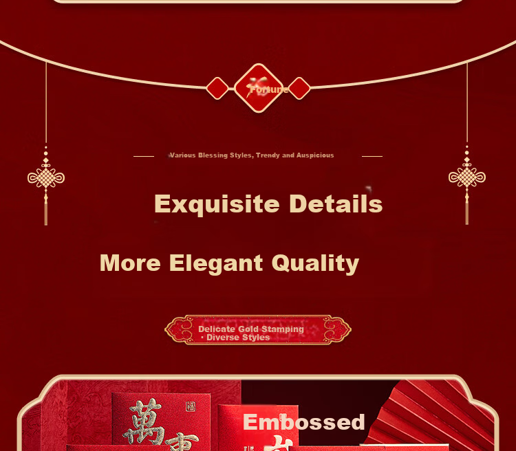 Oliwen Red Envelopes Wedding Year of the Horse Spring Festival New Year Creative Red Packets Lucky Money Birthday Thousand Yuan High-End Matte Red Envelope Bags Chinese Style Forbidden City Bamboo Red 7