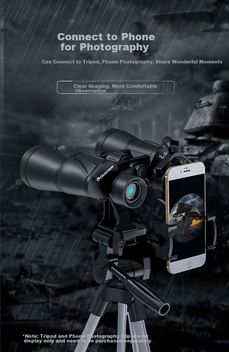 Celestron Letu 10X50 High-Definition High-Power Wide-Angle Low-Light Night Vision Outdoor Concert Binoculars with Smartphone Adapter 8