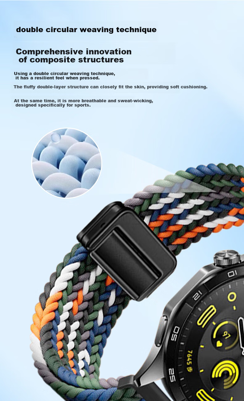 ALittleFlower Compatible with Huawei GT6/GT5Pro Watch Band, 46/48mm, Suitable for Huawei Watch 4/4Pro/3/GT4/GT5Pro/GT3/2Pro, Woven Magnetic Camouflage Strap 3