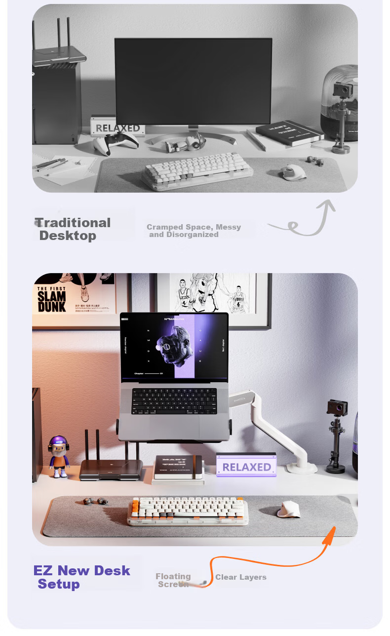 Brateck Beihu Laptop Stand Notebook Computer Stand Monitor Arm Mechanical Arm Floating Bracket Riser E350ez Obsidian Black + APE40 13