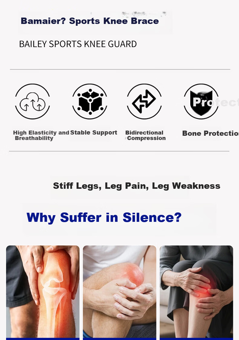 Bamier Knee Brace Sports Mountaineering Running Basketball Professional Protective Knee Support Men Medical Use for Meniscus Ligament Patella Injury 3