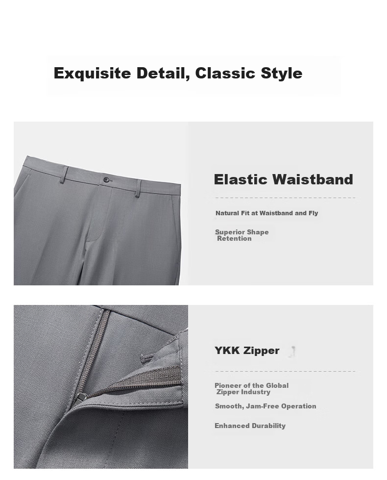 Goldlion Antibacterial 25 Spring Summer Men's Slim Fit Machine Washable Wool Business Dress Pants Gray 32 10