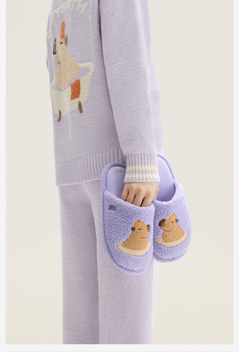 Jiao Nei [Wang Yibo Edition] Plush 520H Zoo Theme Unisex Slippers Warm Antibacterial Odor-Resistant Autumn Winter 17