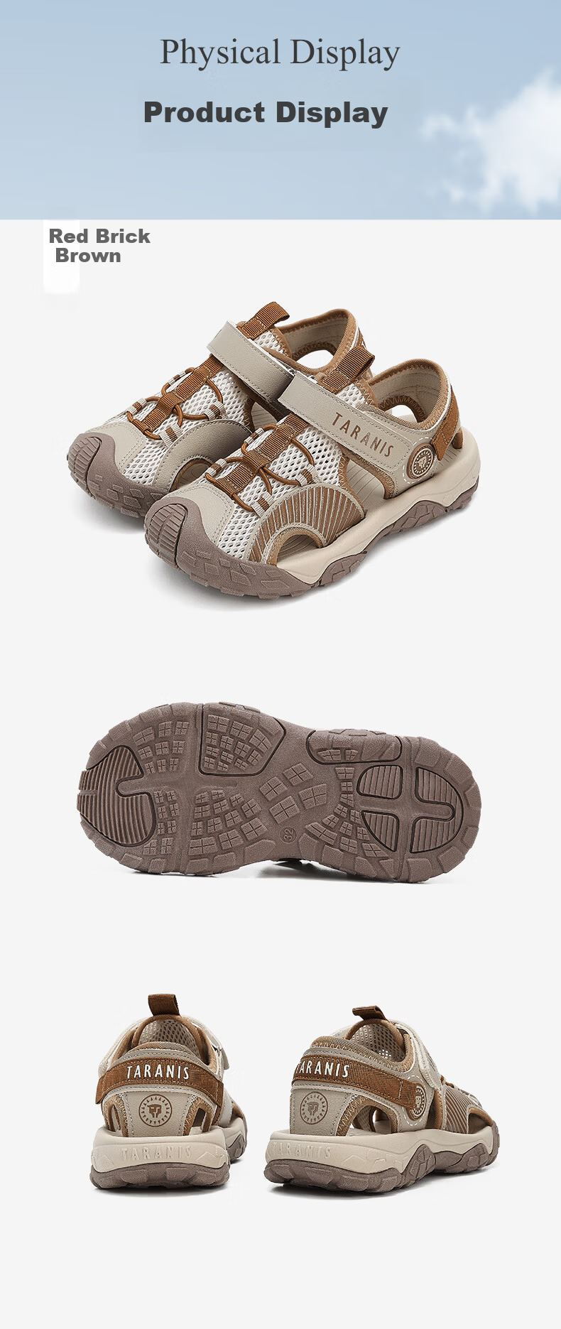 TARANIS Kids Sports Sandals Summer Boys Girls Beach Shoes Closed Toe Anti-Kick Outdoor Water Shoes Brick Brown Size 31 6
