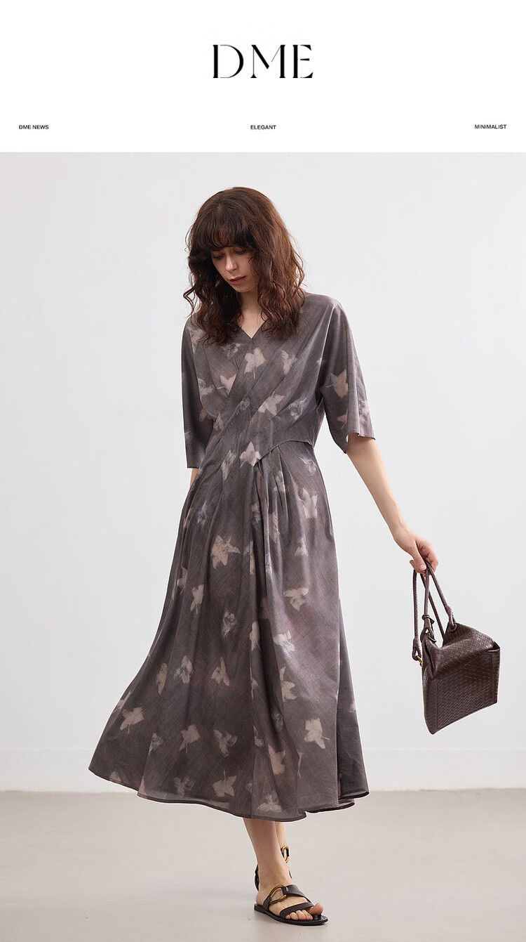 Demana Romantic Supreme Summer Vintage Floral V-Neck Waist-Defined Lightweight Flowing A-Line Mid-Length Dress for Women 1
