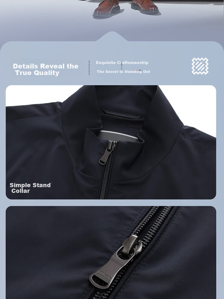 YOUNGOR Business Commuter Spring New Men's Jacket Stand Collar Short Executive Jacket 424998F 8