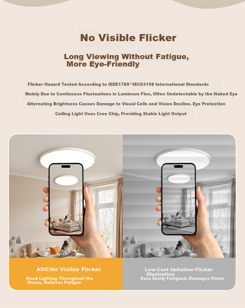 AOC Eye-Care Bedroom Ceiling Light Simple LED Ultra-Thin LED Chip Xiaomi Smart 48W with Installation Included 11