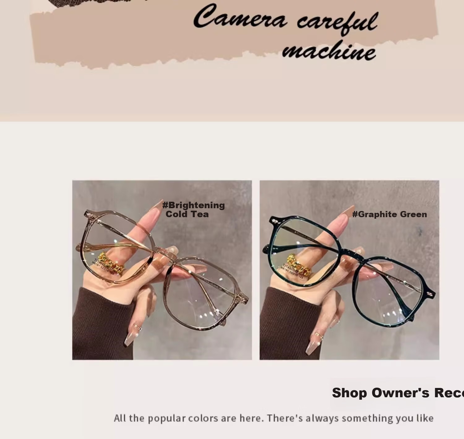 Boshide Blue Light Blocking Glasses, Lightweight Large Frame Korean Style for Women, Natural Look Enhancer, Anti-Myopia, 400 Degree Cool Tea Color 3