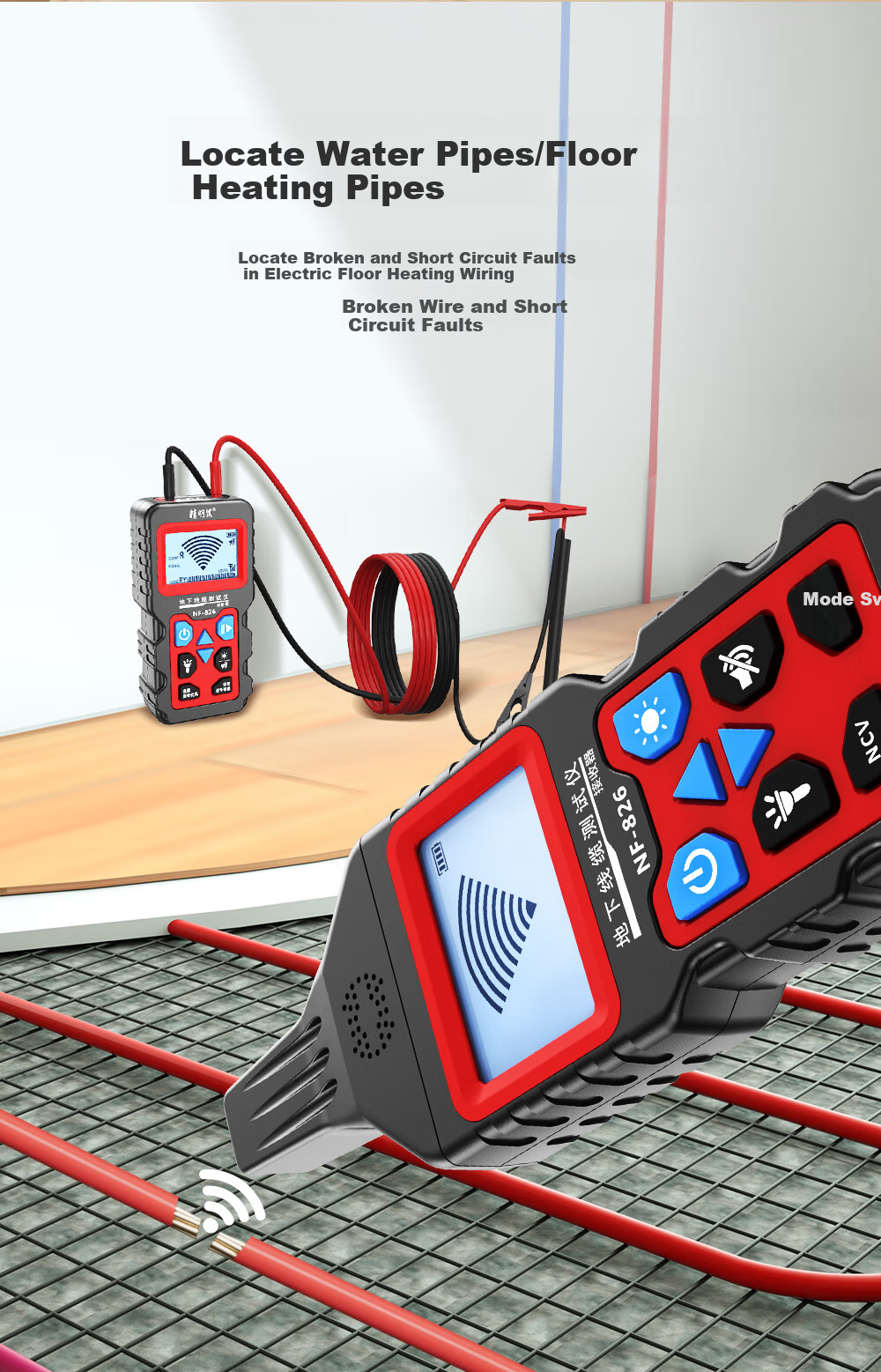 Smart Mouse NF-826 Multifunction Cable Tracer 220V Electrician Wire Detector High Voltage Underground Line Fault Tester 4