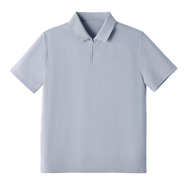 JD Jingzao Mulberry Silk Men's Short Sleeve Polo Shirt High-End T-Shirt Spring Summer Cooling Cloud Gray Zipper Size S Father's Day Gift
