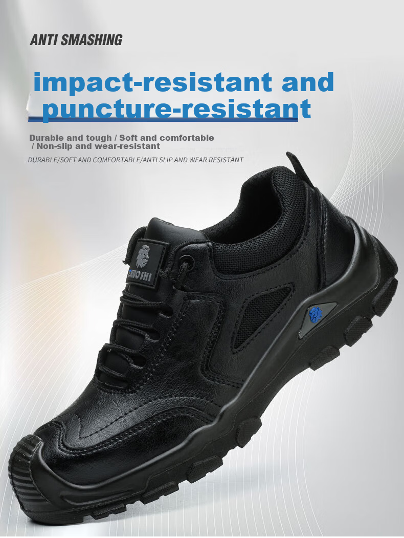 LAOGUANJIA Men's Safety Shoes with Steel Toe Cap, Anti-Smashing, Puncture-Resistant, Waterproof, Oil And Acid Resistant, Solid Sole, High-Top Protective Work Functional Shoes, Size 43 1