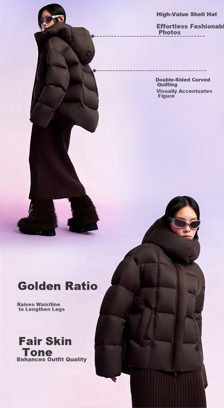 BOSIDENG 25 Years Puff Down Jacket Women Winter 90% Down Thickened Removable Hood Loose Short Lazy Style Coat 4