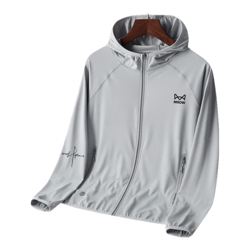 MiiOW Father's Day Gift Men's Summer Sun Protection Hooded Lightweight Jacket Casual Stretch Breathable Skin Coat