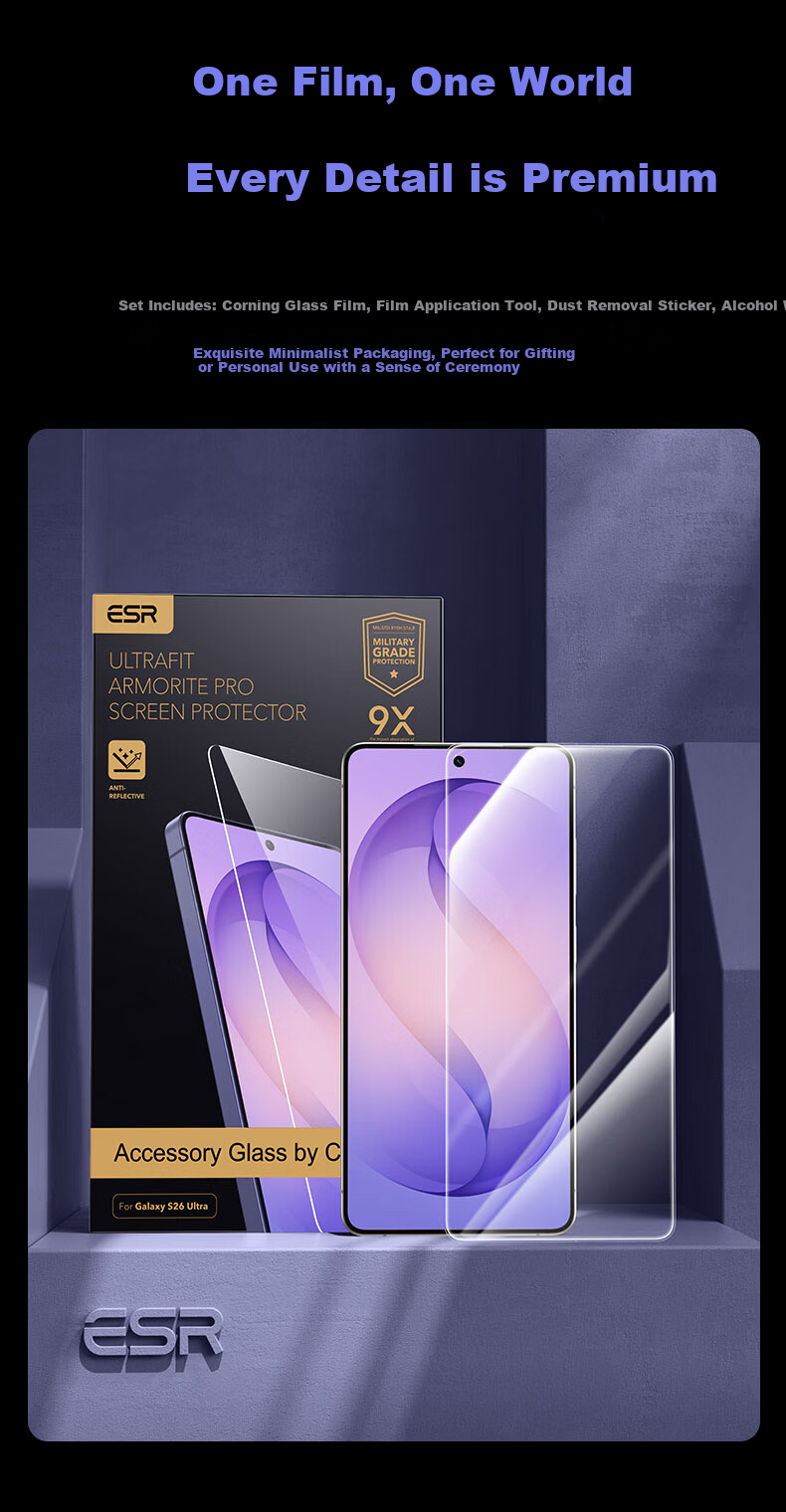 ESR ESR [3 Pieces] Tempered Glass Screen Protector for Samsung S25 Ultra, Galaxy S25 Ultra Phone Film, Anti-Fingerprint, HD Clear, Full Coverage Front Protective Film 21