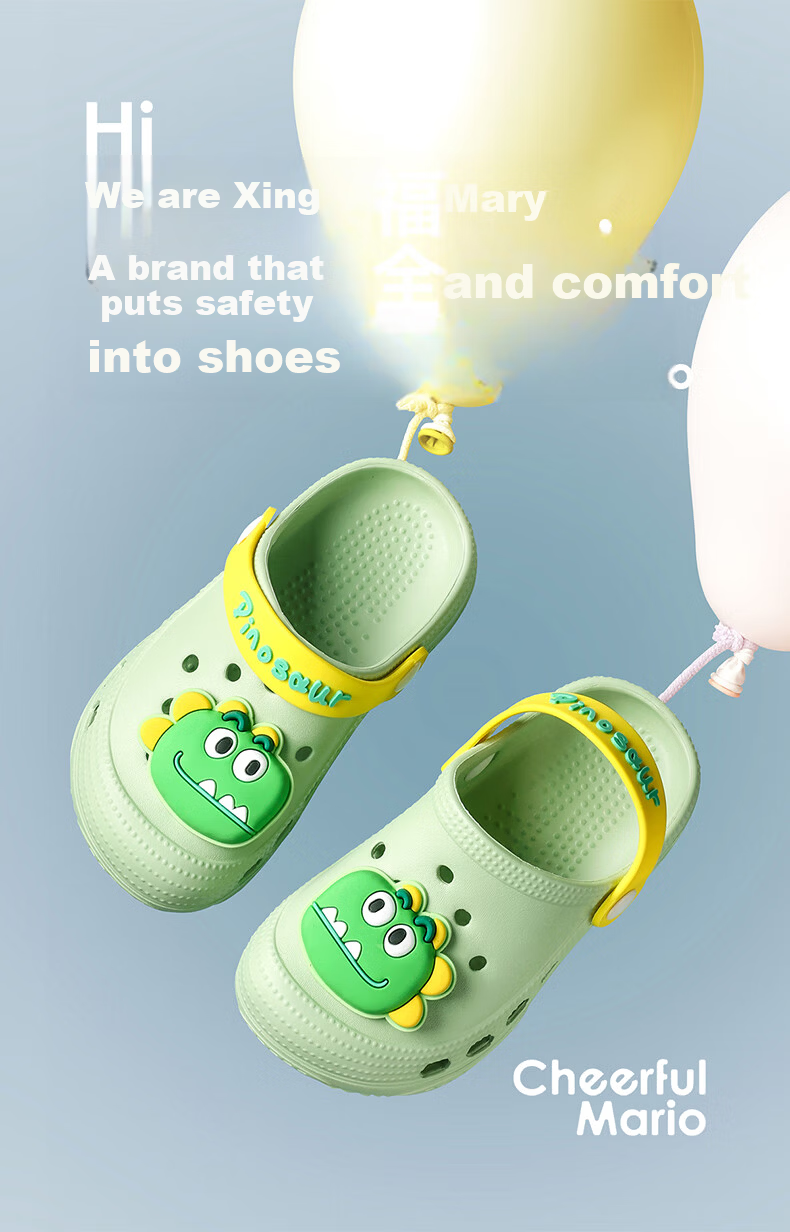 Cheerful Mario Dinosaur Baby Clog Sandals Children's Summer Slippers Boys Girls Non-Slip Toddler Outdoor Sandals 1