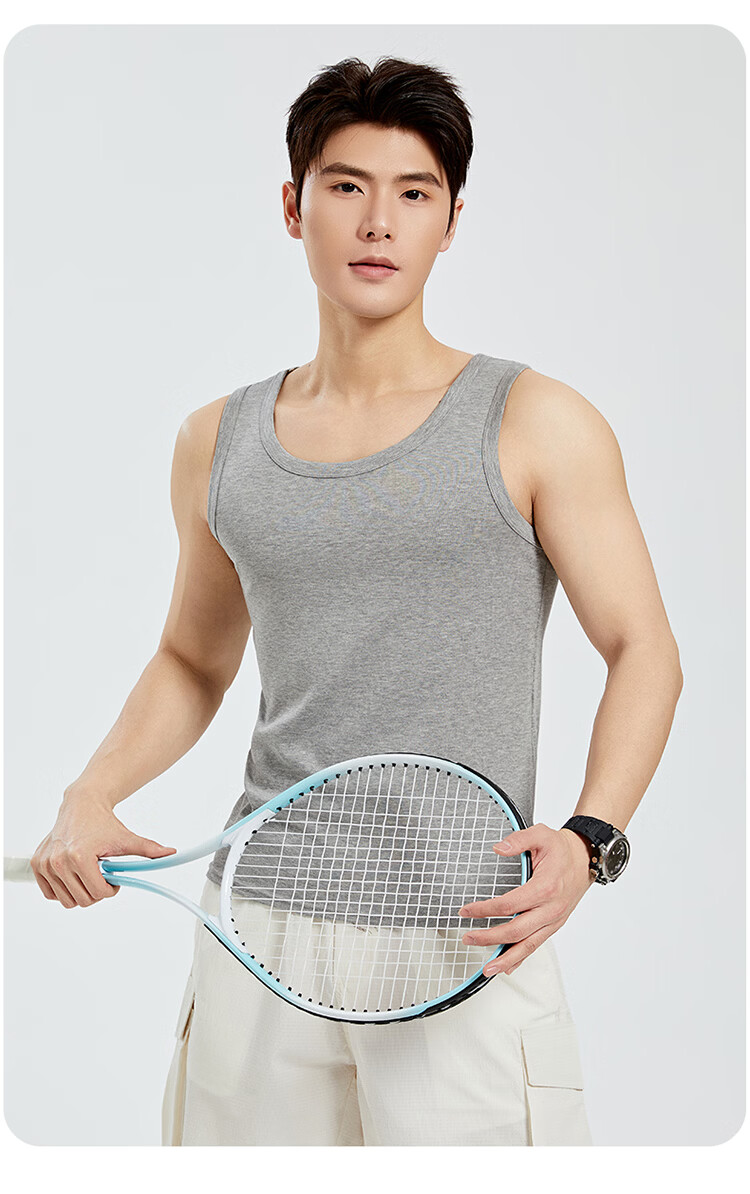 Langsha Ice Silk Modal Men's Vest 2026 New Summer Breathable Sports Fitness Wide Shoulder Sleeveless Thin T-Shirt 22