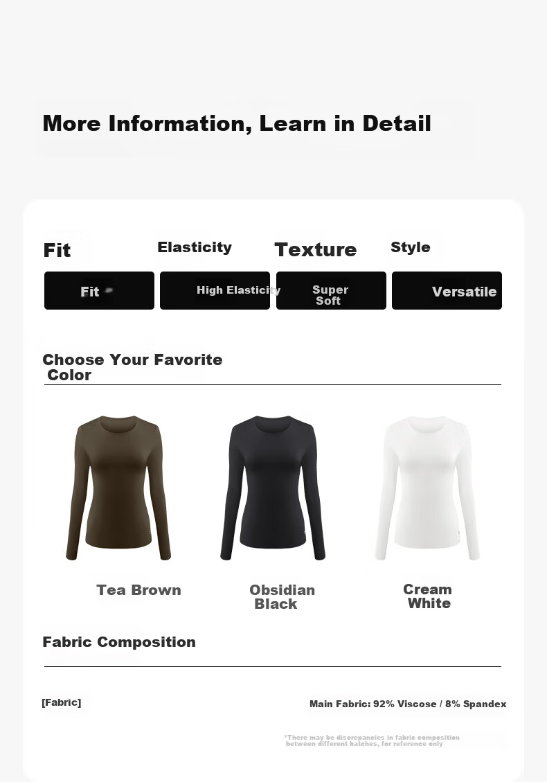 Onoko Slim Fit Base Layer Long Sleeve T-Shirt Women's Autumn New Round Neck White Thermal Innerwear 14