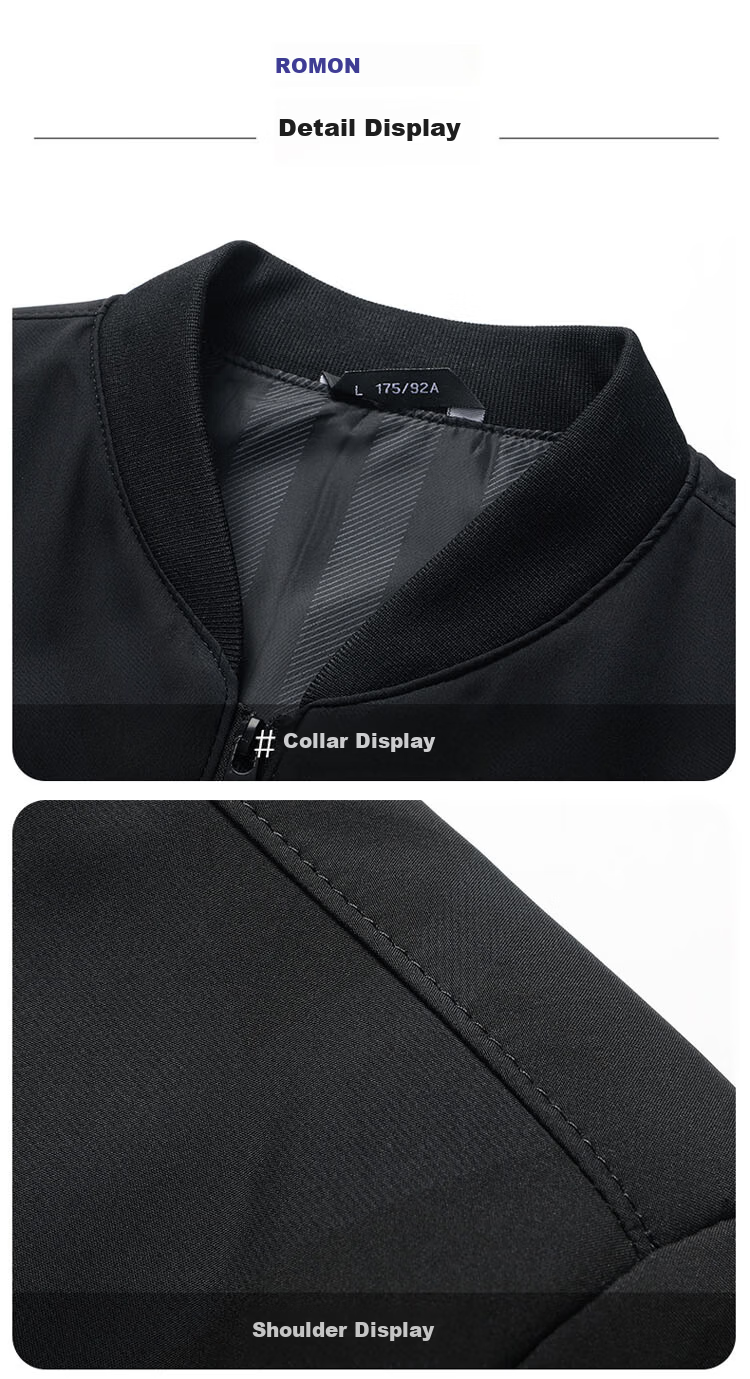 ROMON Men's Spring and Autumn Business Executive Jacket Black L 11