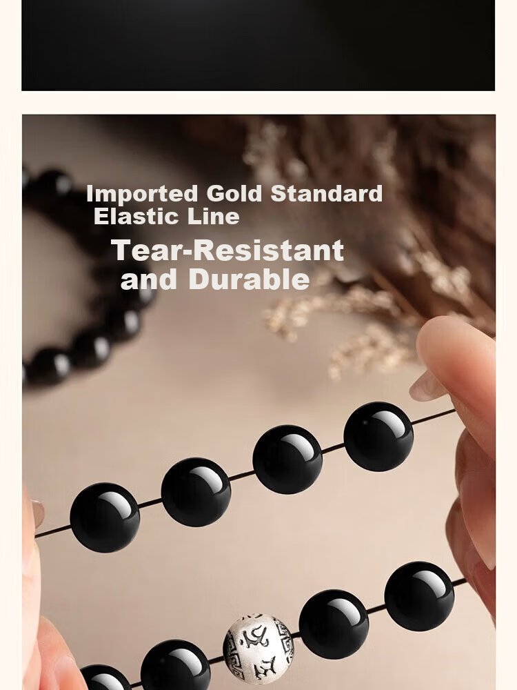 Hongliangyuan 2026 Year of The Horse Zodiac Black Six-Word Mantra Buddhist Prayer Beads Lucky Bracelet for Men And Women, 8mm 11